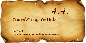Andrássy Anikó névjegykártya