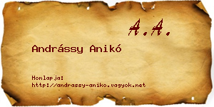 Andrássy Anikó névjegykártya